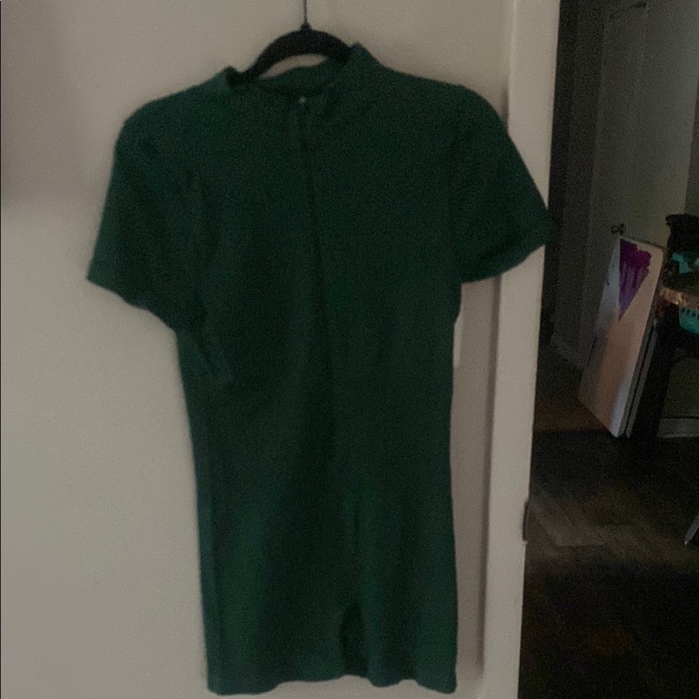 Amazon Green Fitted Bodysuit with Mandarin Collar